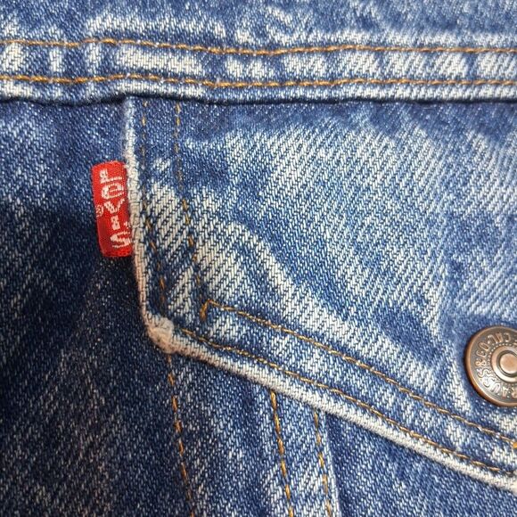 Vintage Levis Sherpa Lined Denim Trucker Jacket USA Made Mens 38R M Early 1980s - Picture 5 of 16
